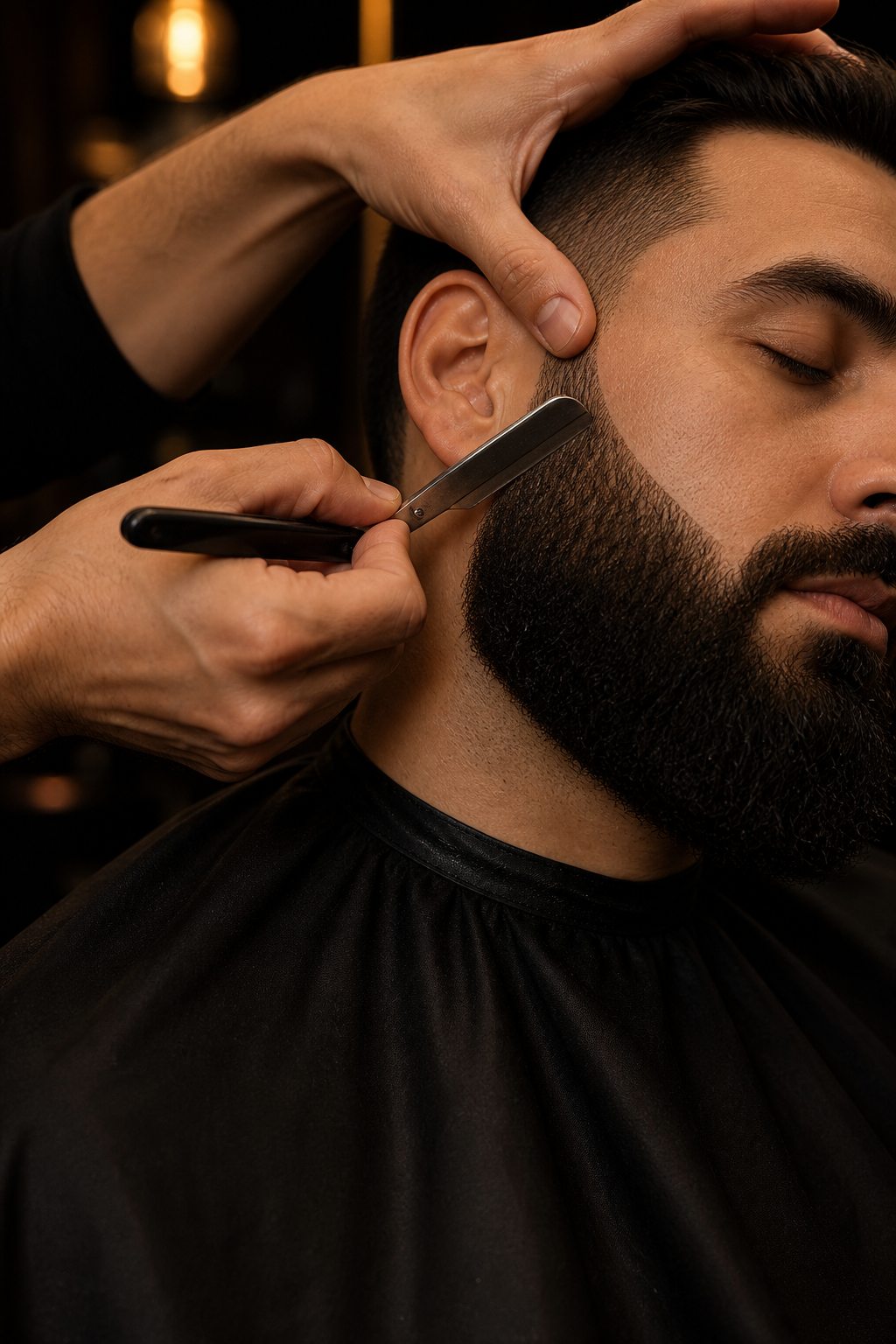 Perfilado profesional de barba con máquina