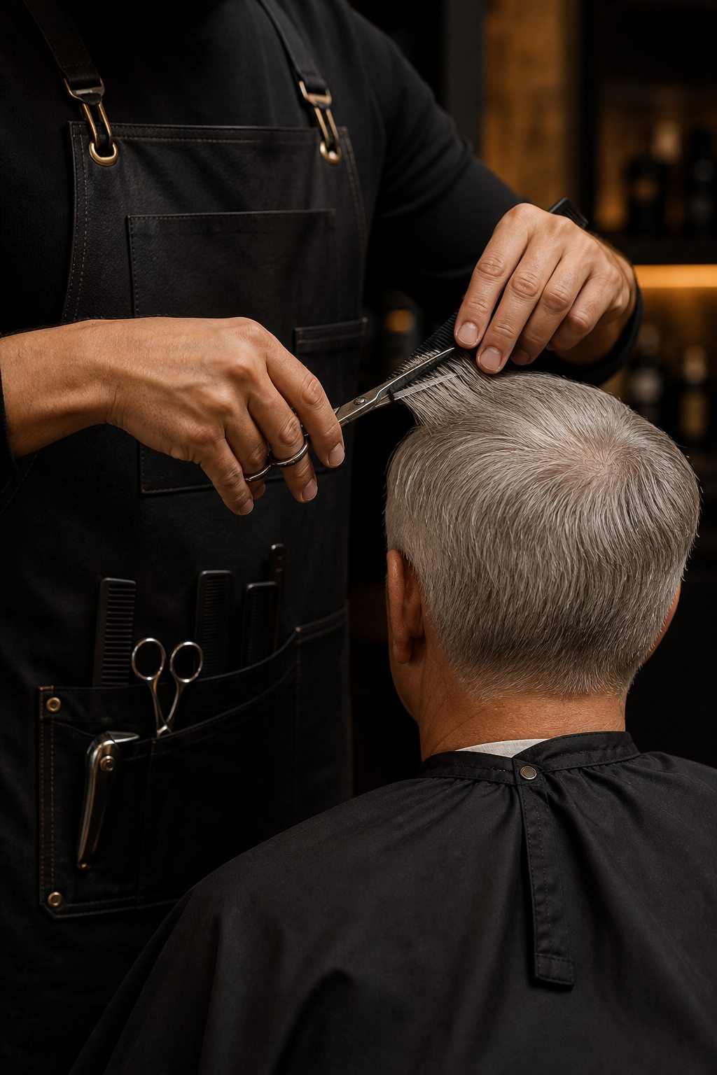 Corte clásico para tercera edad realizado en barbería